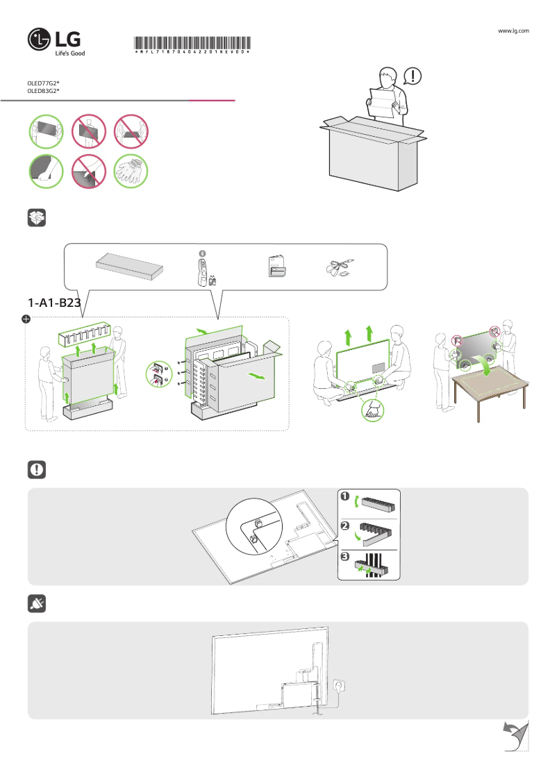 Imagen de la primera página del manual del dispositivo OLED77G23LA