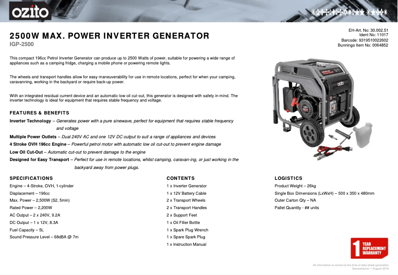 Imagen de la primera página del manual del dispositivo IGP-2500