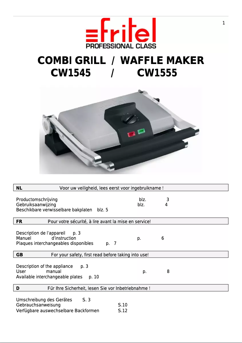 Página 1 del manual Manual de usuario Fritel CW 1545