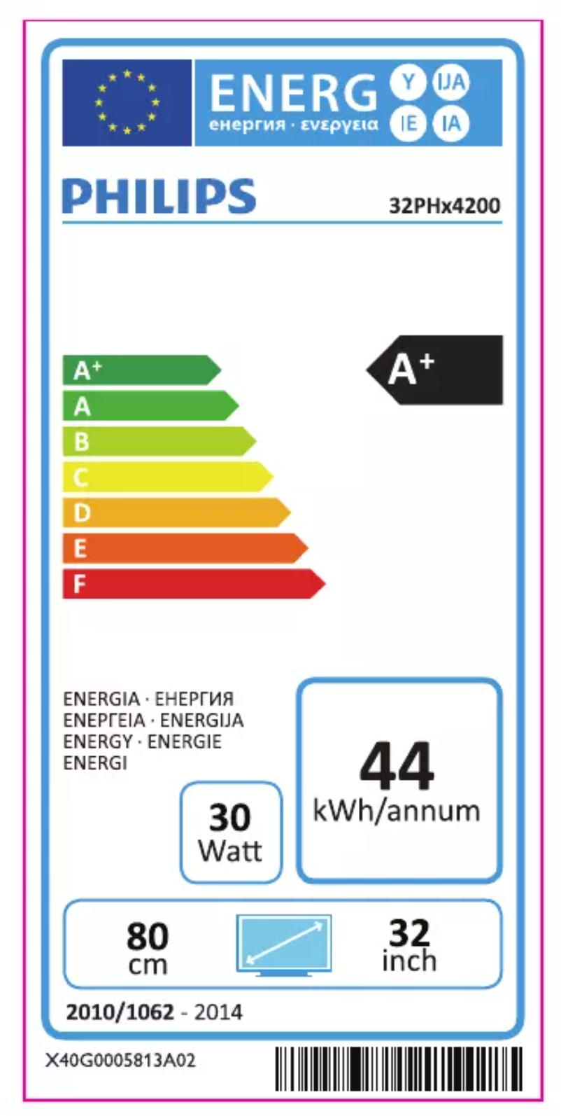 Página 1 del manual Etiqueta energética Philips 32PHK4200