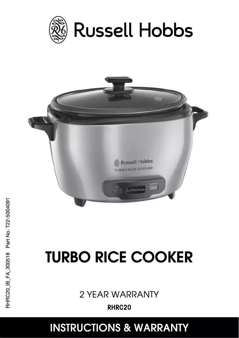 Imagen de la primera página del manual del dispositivo Turbo Rice Cooker RHRC20