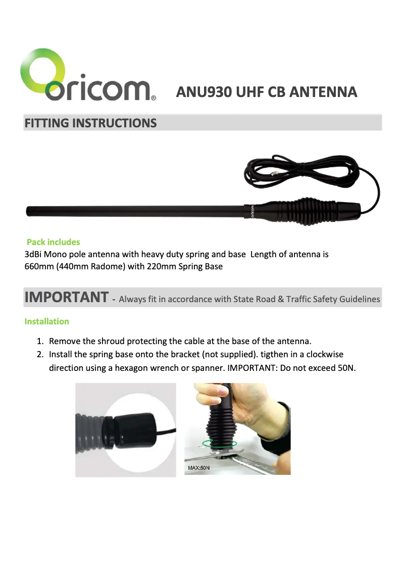 Imagen de la primera página del manual del dispositivo ANU930