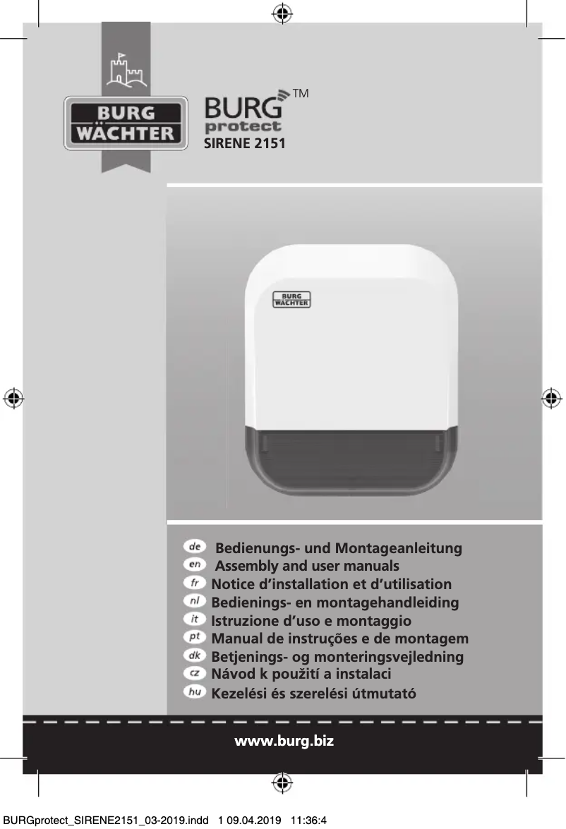Imagen de la primera página del manual del dispositivo Sirene 2151