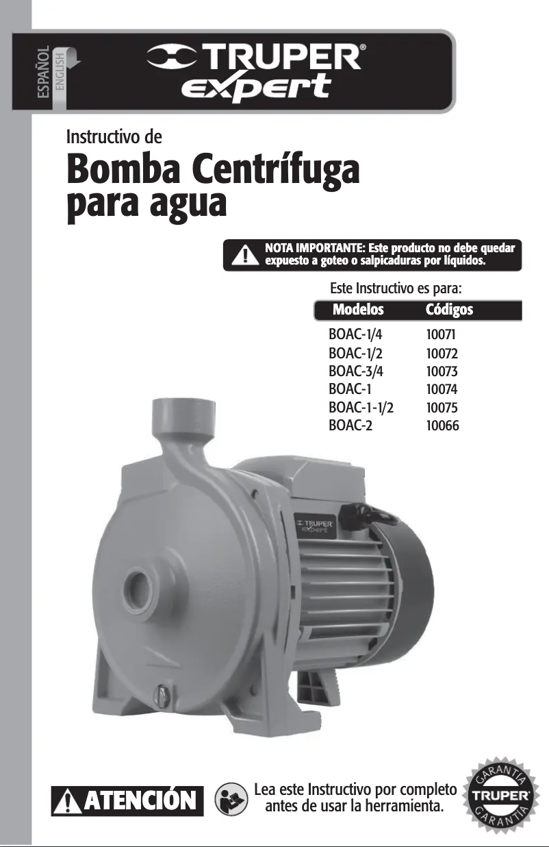 Imagen de la primera página del manual del dispositivo BOAC-1-1/2