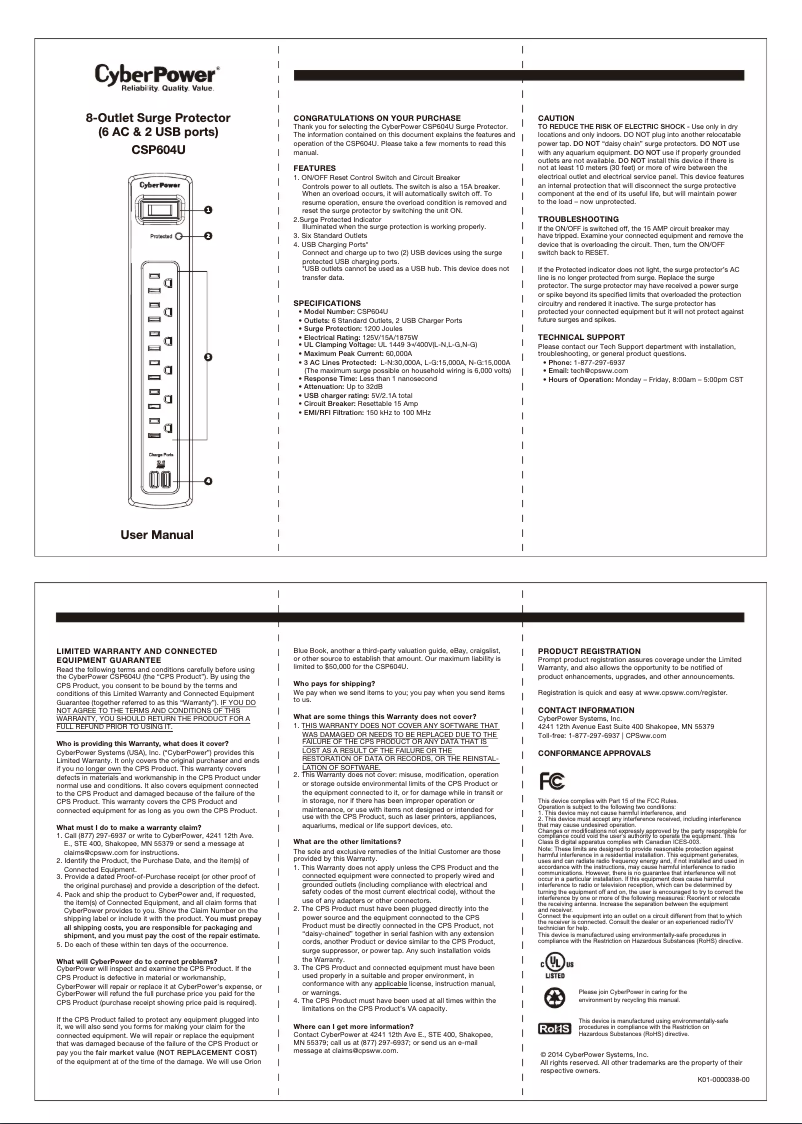 Imagen de la primera página del manual del dispositivo CSP604U