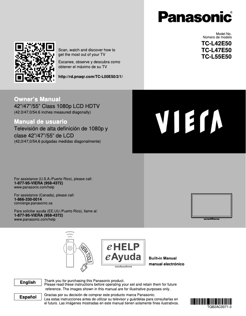 Imagen de la primera página del manual del dispositivo Viera TC-L55E50