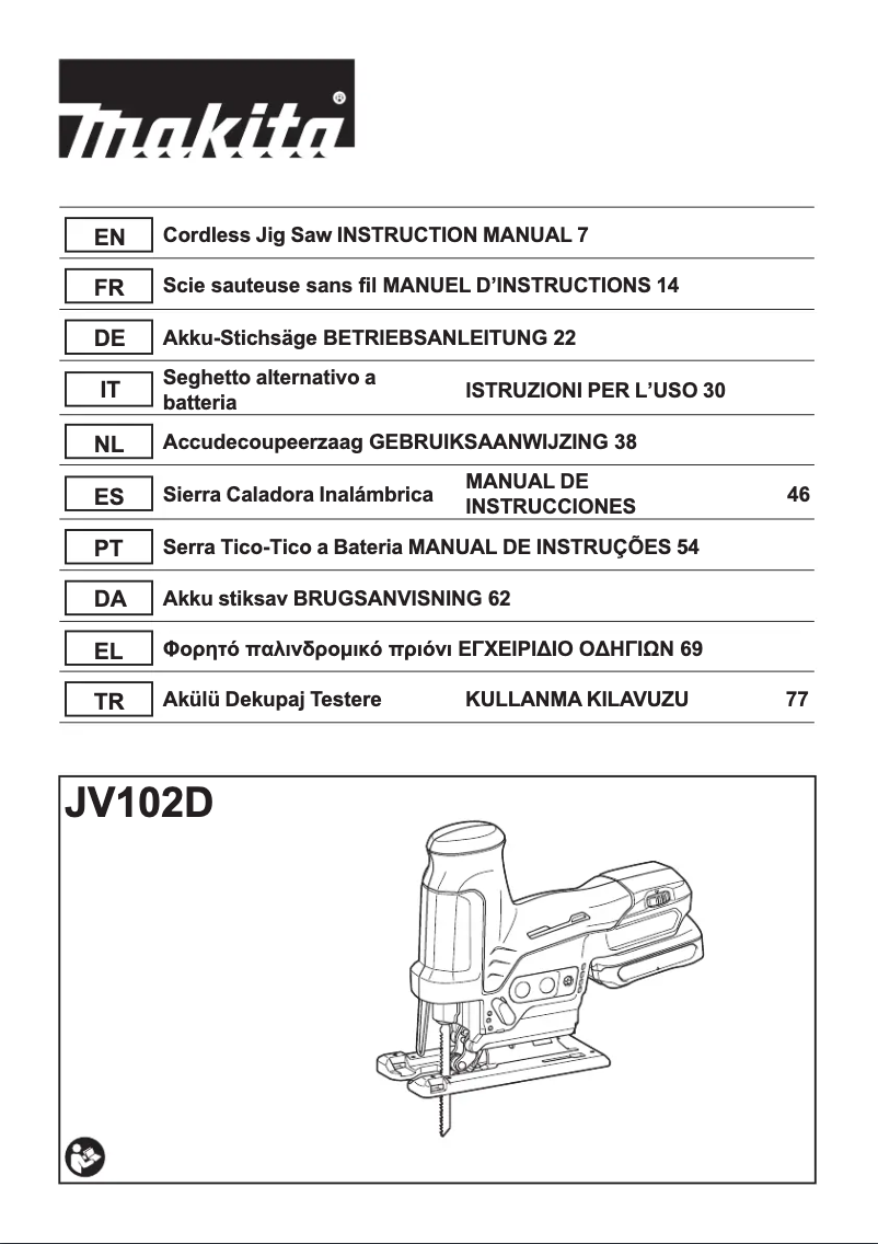 Página 1 del manual Manual de usuario Makita JV102DZJ