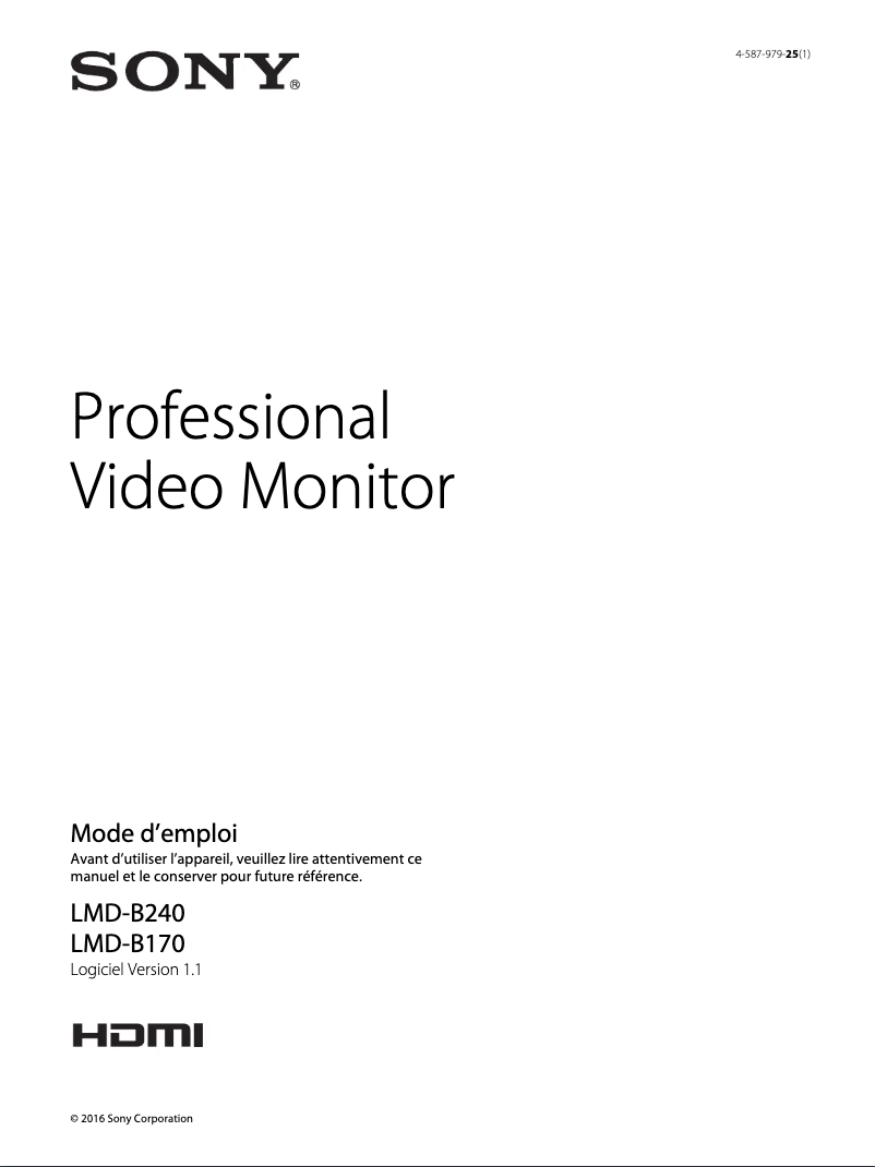 Página 1 del manual Manual de usuario Sony LMD-B170