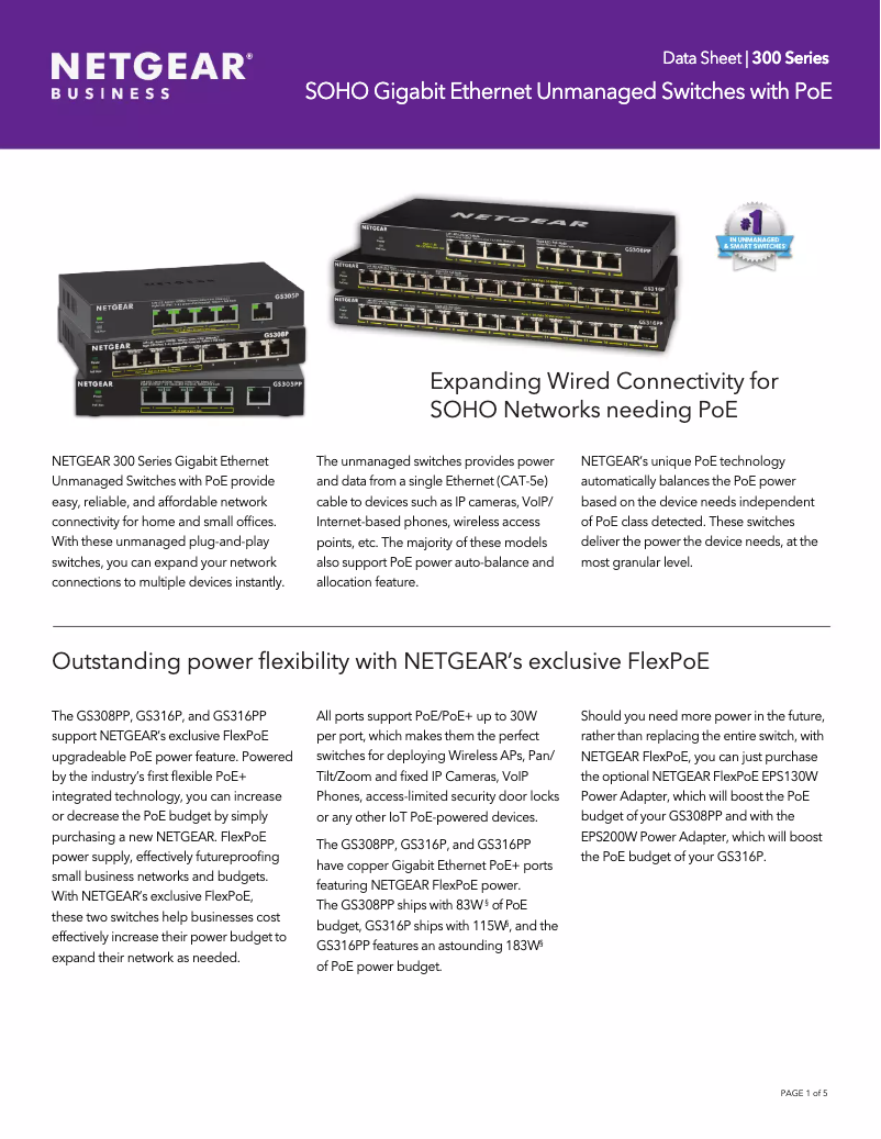 Imagen de la primera página del manual del dispositivo GS308P