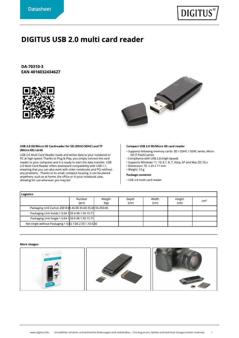 Página 1 del manual Ficha técnica Digitus DA-70310-3