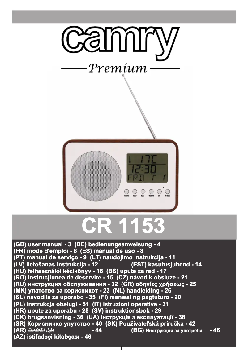 Página 1 del manual Manual de usuario Camry CR 1153