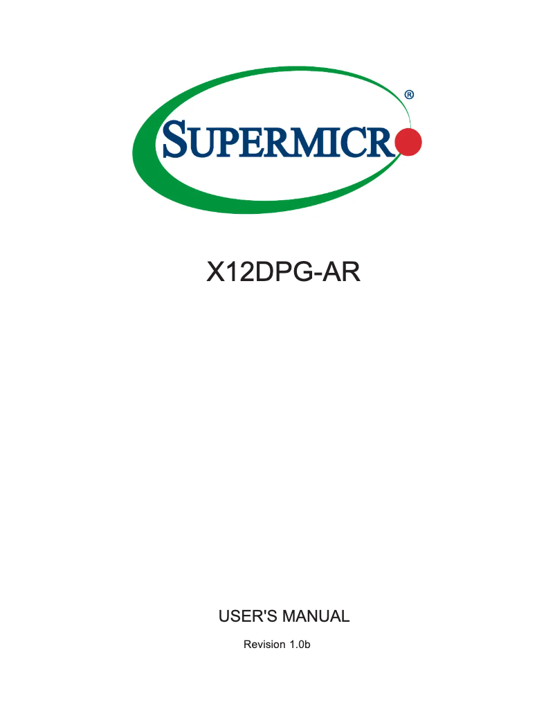 Página 1 del manual Manual de usuario Supermicro X12DPG-AR