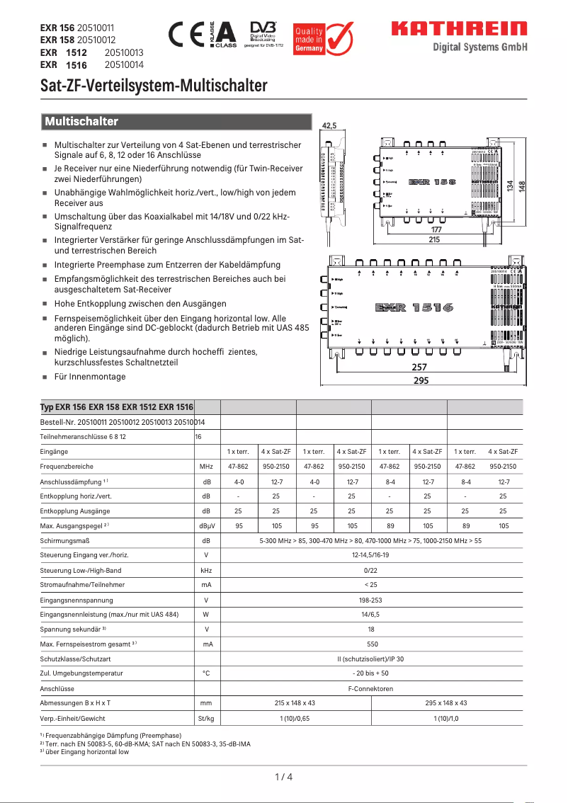Página 1 del manual Manual de usuario Kathrein EXR 158