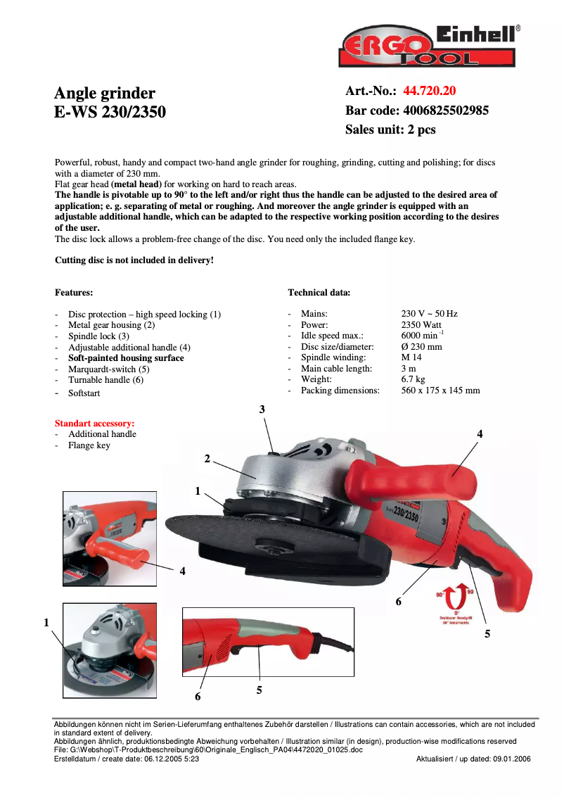 Imagen de la primera página del manual del dispositivo E-WS 230/2350