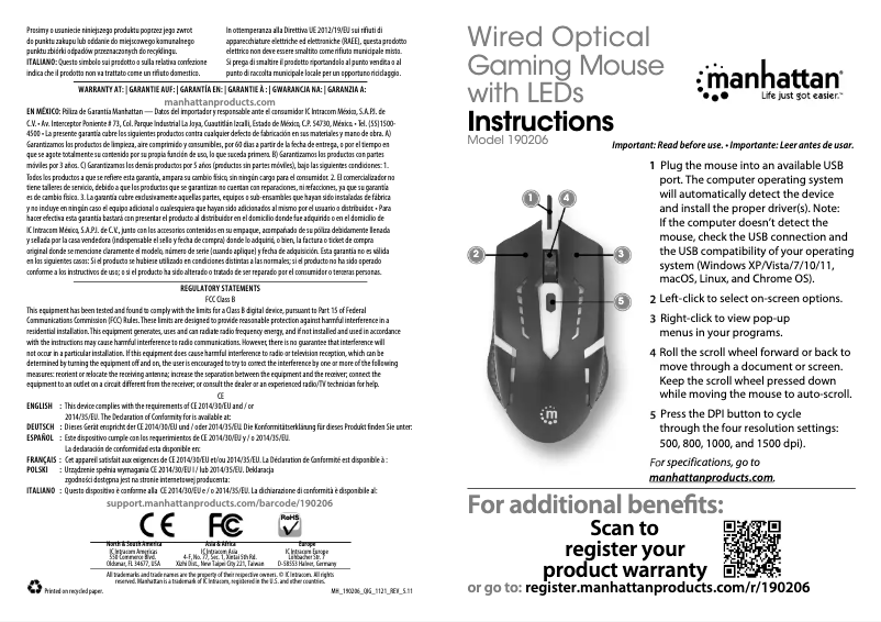 Página nº 1 - Manual de instrucciones Manhattan 190206