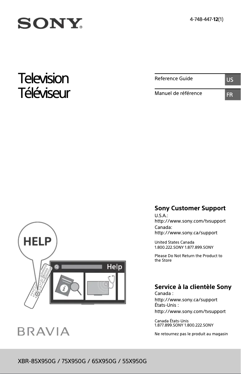 Imagen de la primera página del manual del dispositivo Bravia XBR-65X950G