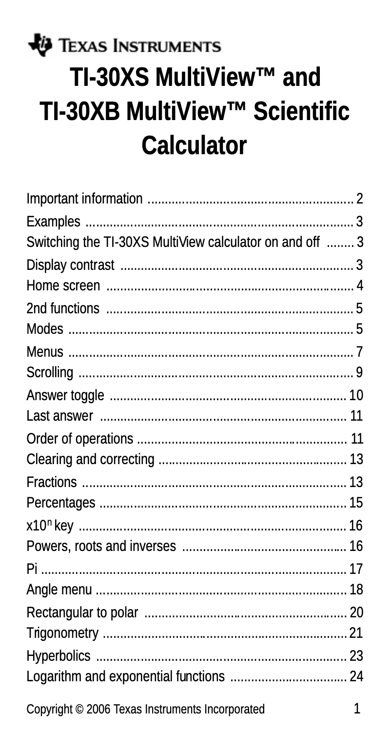 Imagen de la primera página del manual del dispositivo TI-30XS Multiview