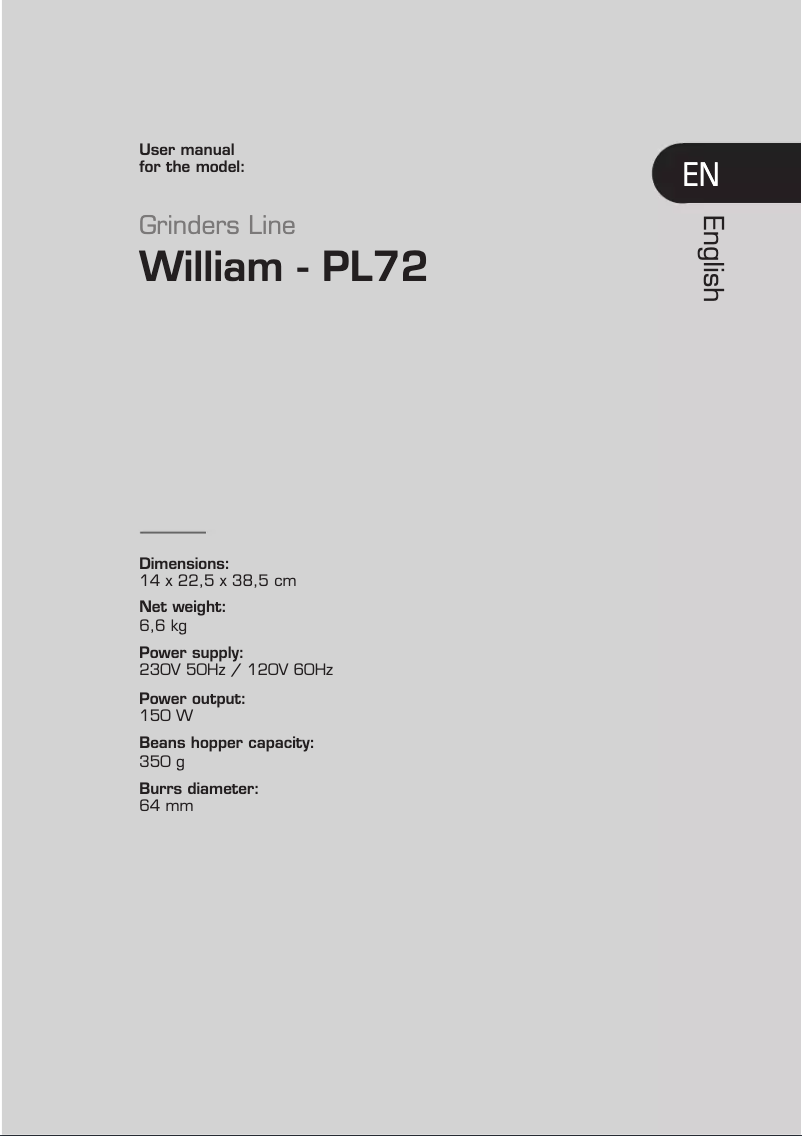 Imagen de la primera página del manual del dispositivo William PL72