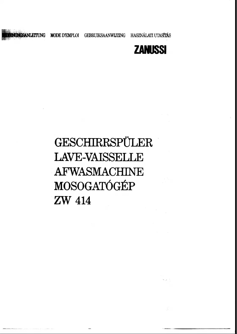 Página 1 del manual Manual de usuario Zanussi-Electrolux ZW 414