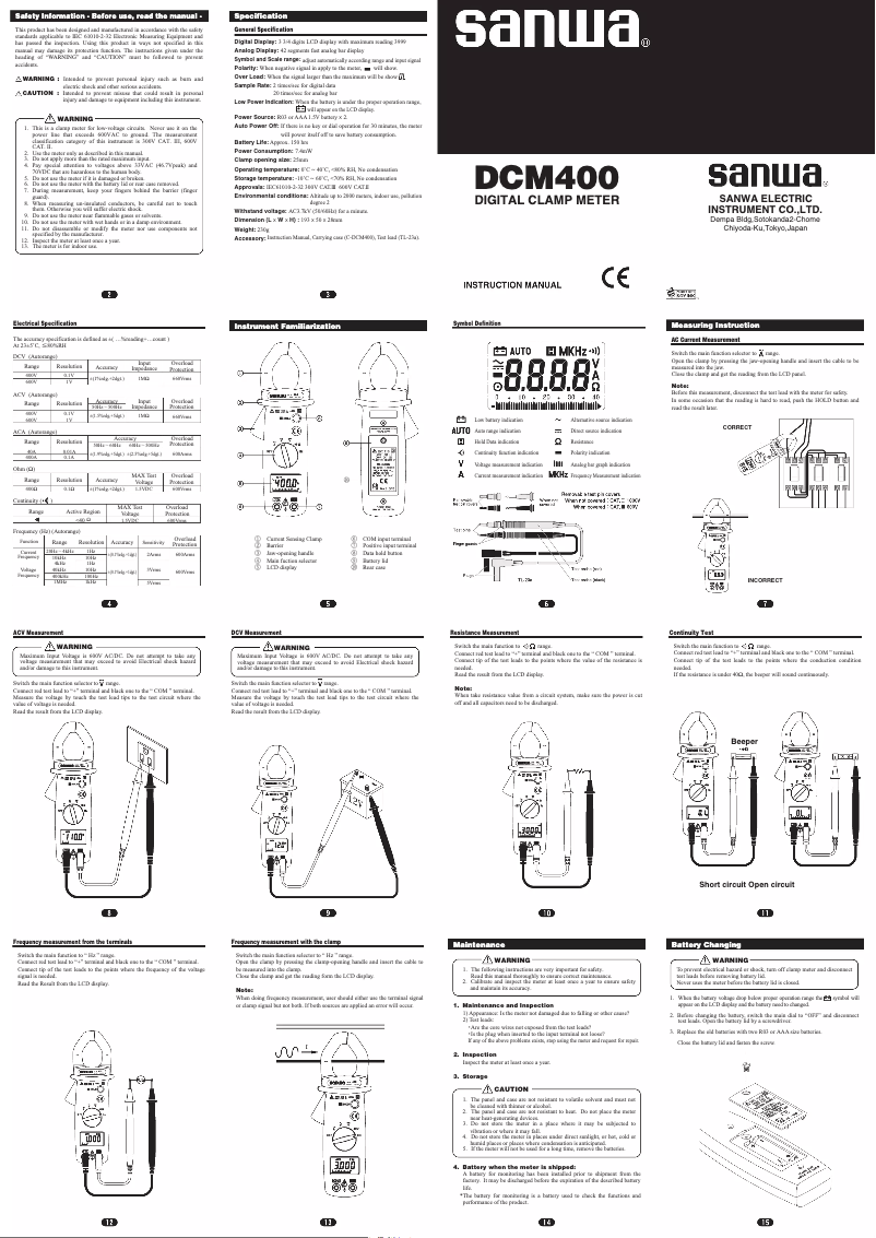Página 1 del manual Manual de usuario Sanwa DCM400