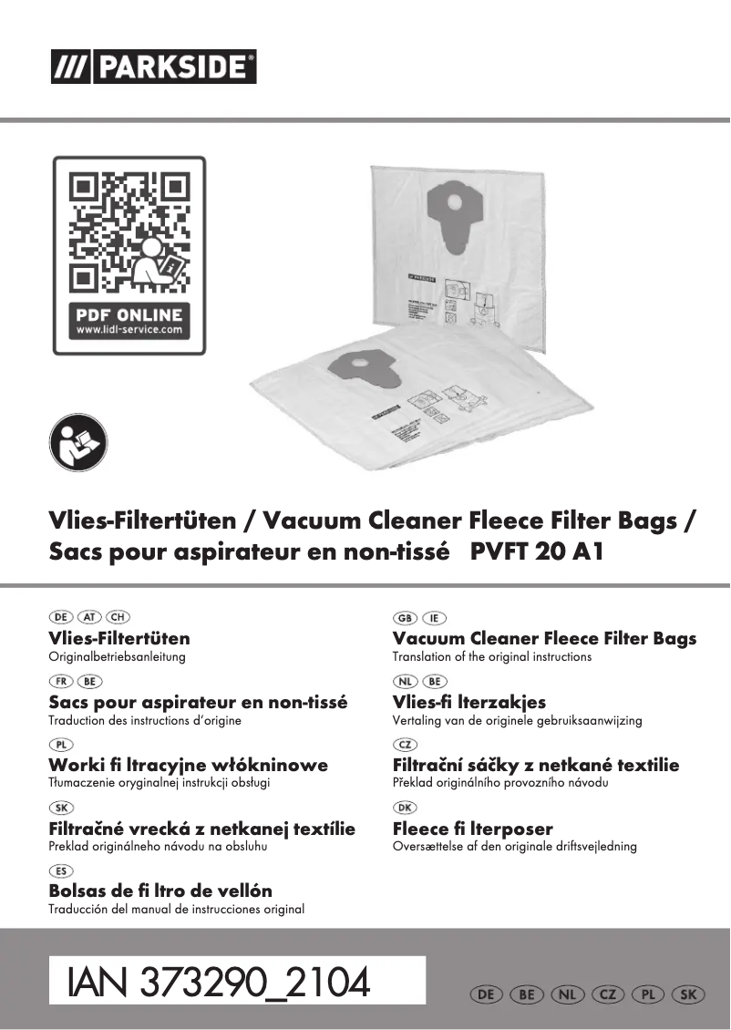 Página 1 del manual Manual de usuario Parkside PVFT 20 A1