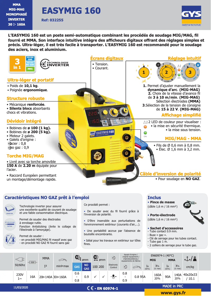 Imagen de la primera página del manual del dispositivo Easymig 160