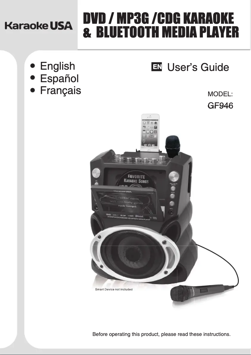 Página 1 del manual Manual de usuario Karaoke USA GF946