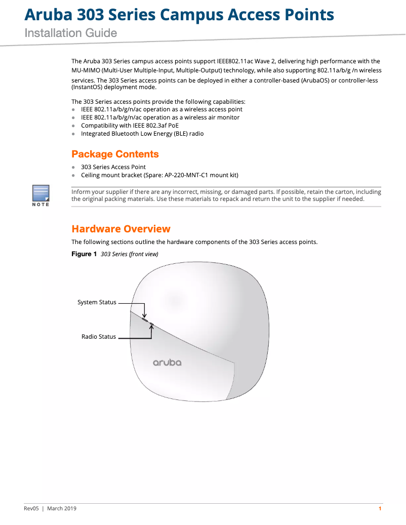 Imagen de la primera página del manual del dispositivo AP-303