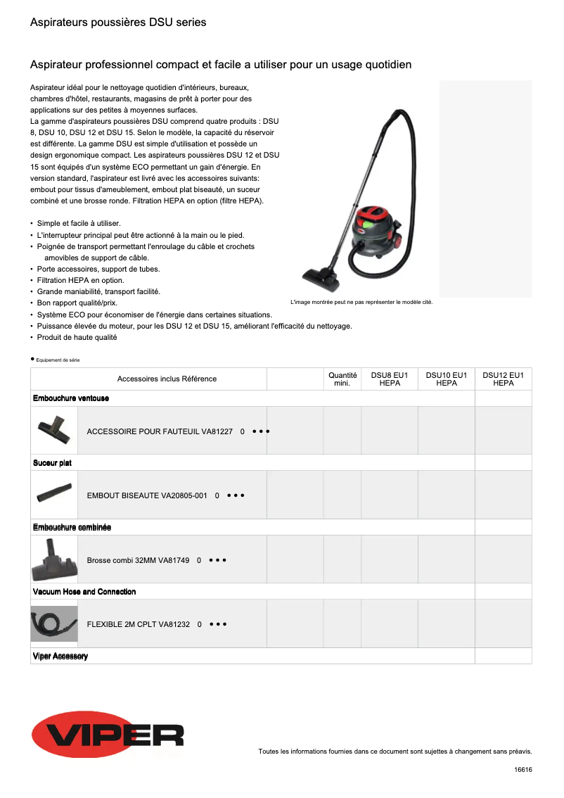 Página nº 1 - Ficha técnica Nilfisk DSU10