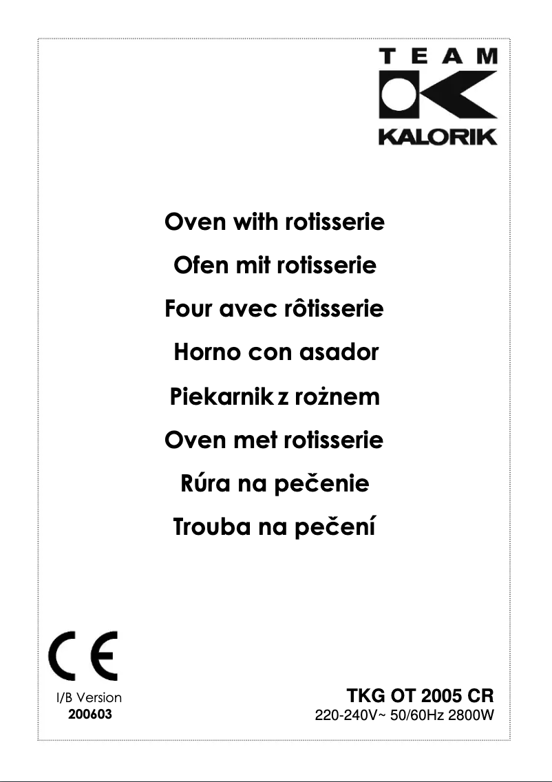 Página 1 del manual Manual de usuario Kalorik TKG OT 2005 CR