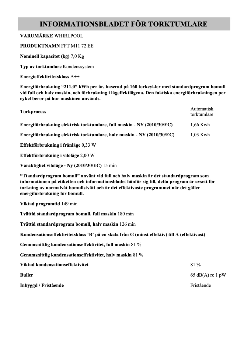 Imagen de la primera página del manual del dispositivo FFT M11 72 EE