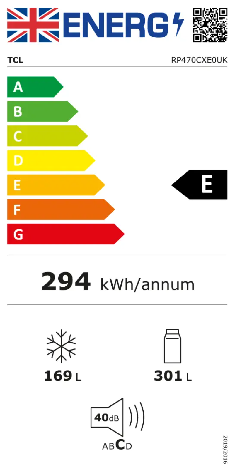 Página nº 1 - Etiqueta energética TCL RP470CXE0UK