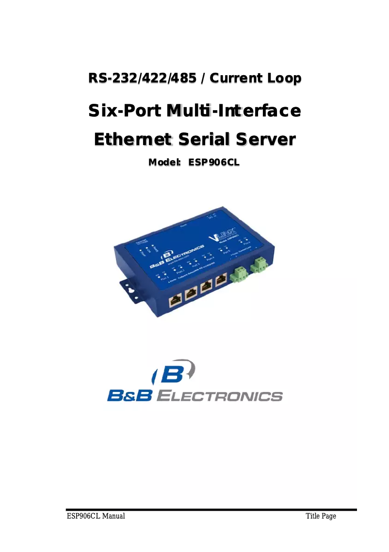 Imagen de la primera página del manual del dispositivo ESP906CL