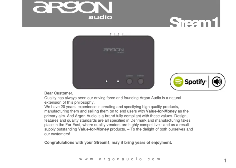 Página nº 1 - Manual de usuario Argon Stream 1