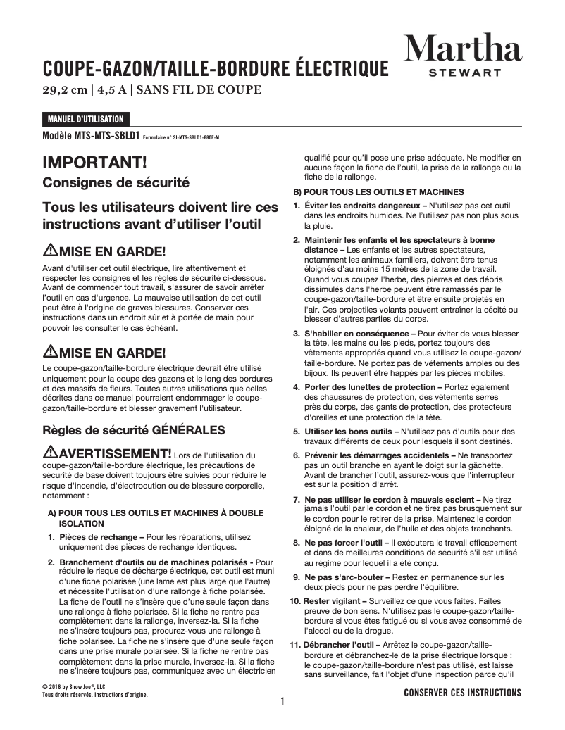 Imagen de la primera página del manual del dispositivo MTS-SBLD1