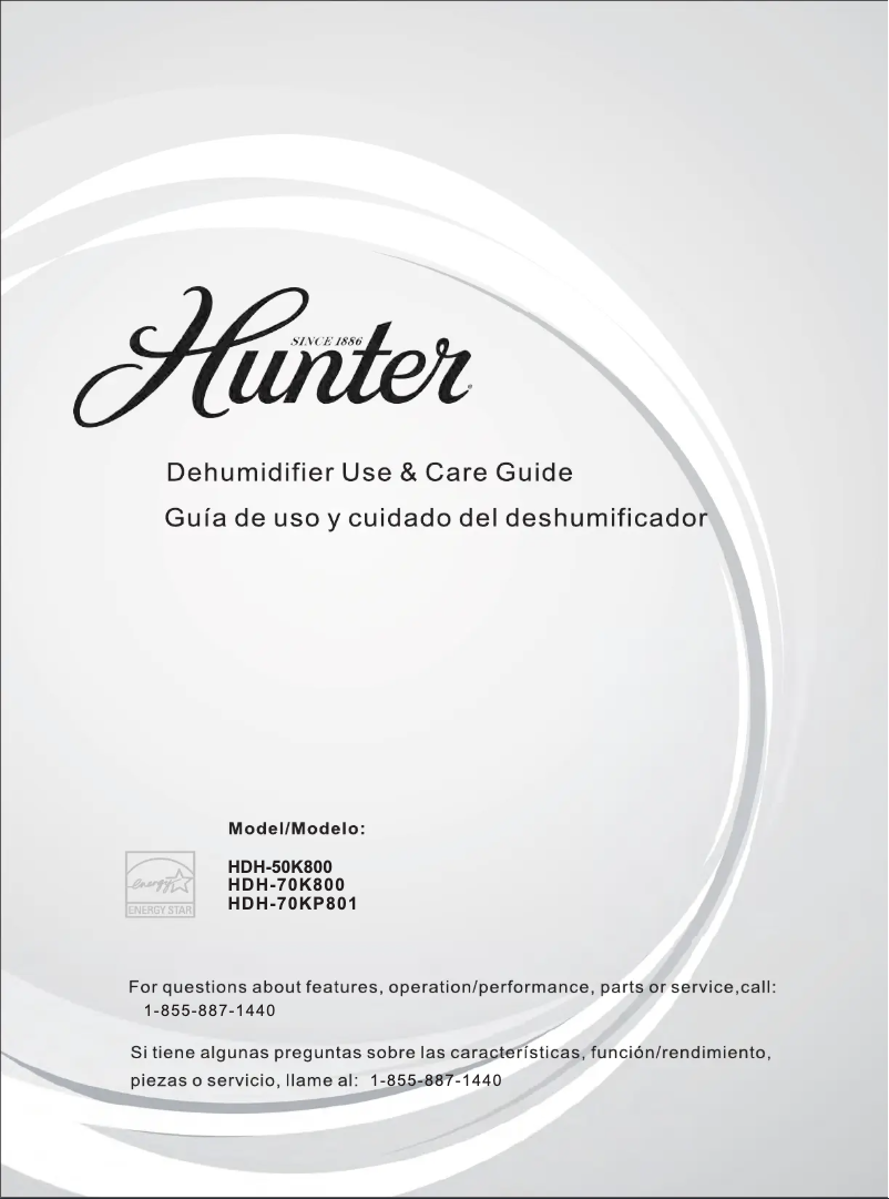 Página 1 del manual Manual de uso y mantenimiento Hunter HDH-70K800