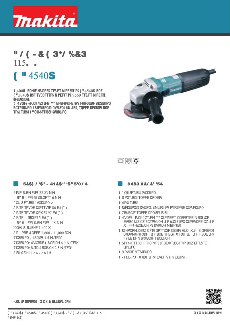Página 1 del manual Ficha técnica Makita GA4540C