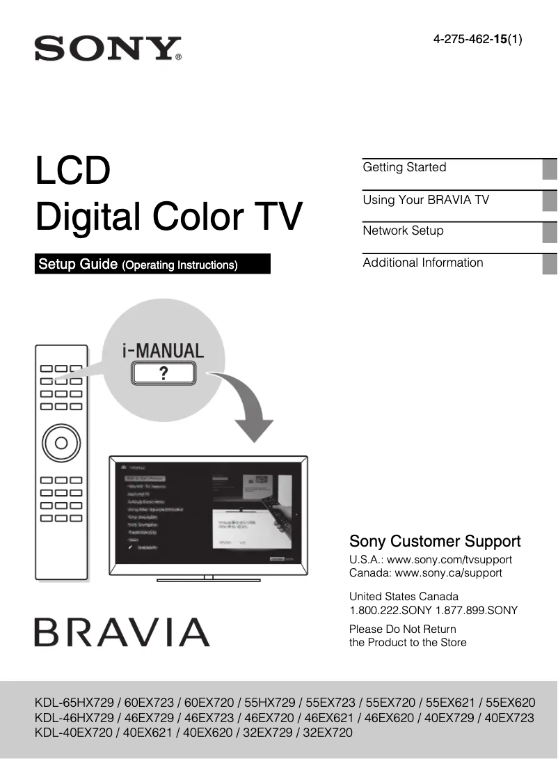 Imagen de la primera página del manual del dispositivo Bravia KDL-65HX729