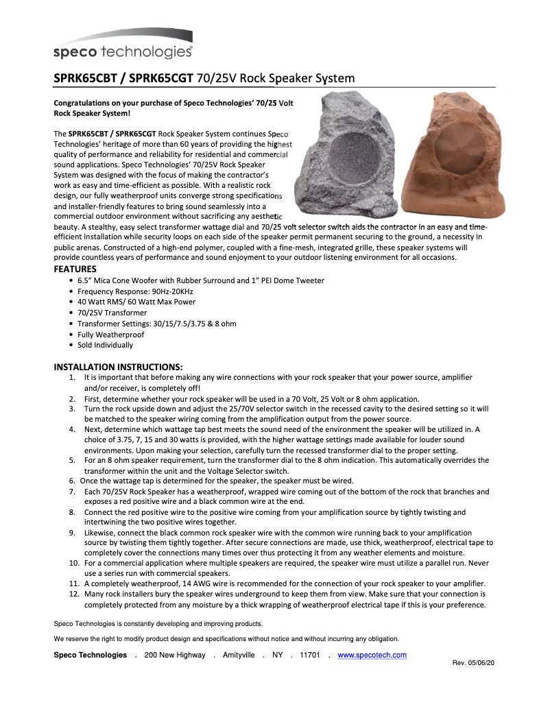 Imagen de la primera página del manual del dispositivo SPRK65CBT