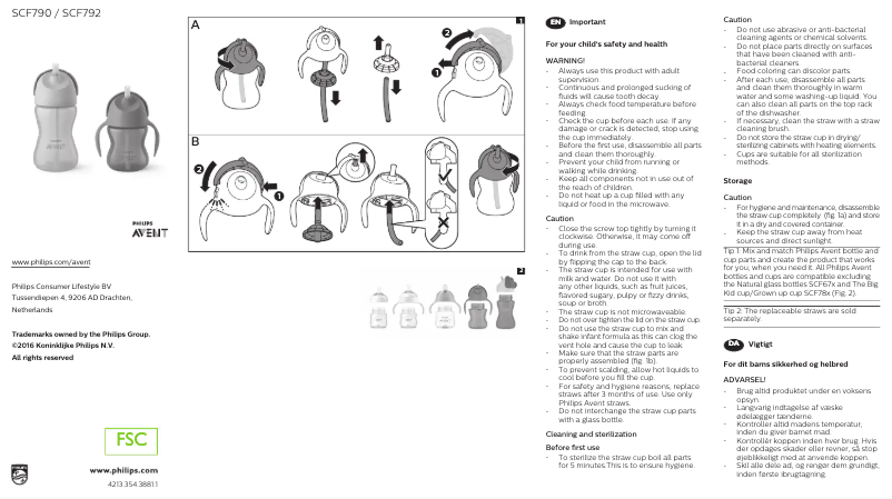 Imagen de la primera página del manual del dispositivo AVENT SCF790