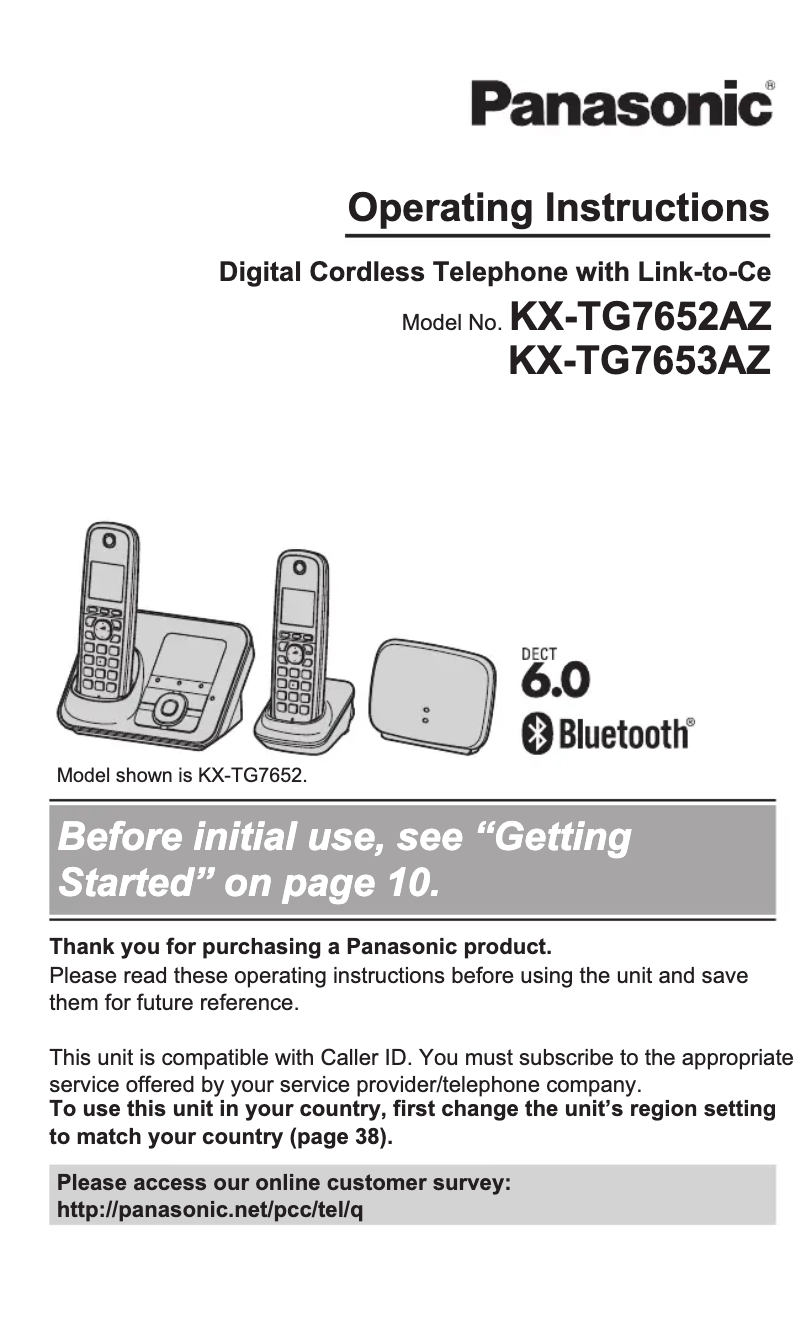 Imagen de la primera página del manual del dispositivo KX-TG7653
