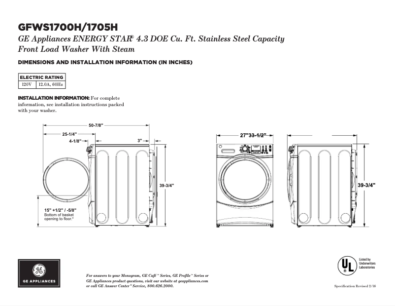 Imagen de la primera página del manual del dispositivo GFWS1705HDG