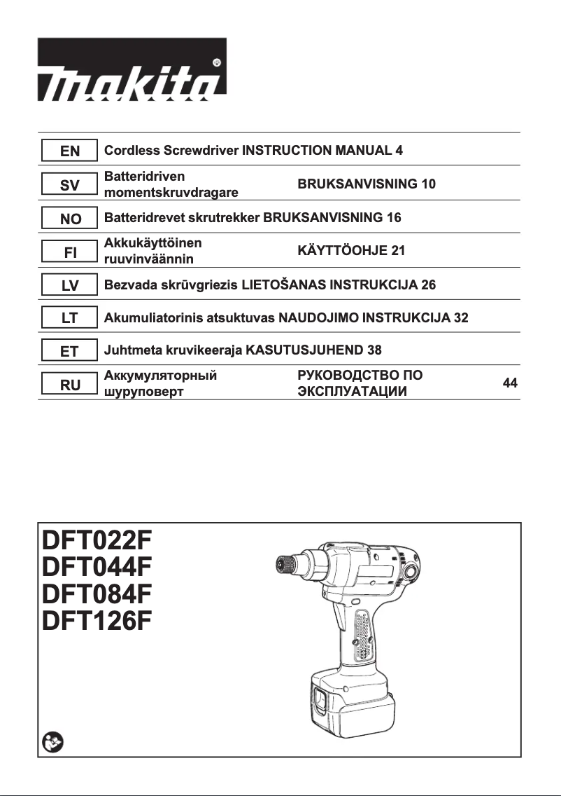 Página 1 del manual Manual de usuario Makita DFT022F