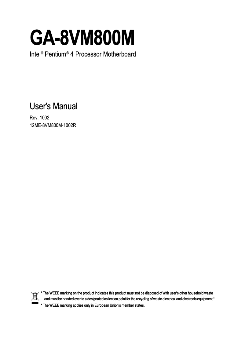 Imagen de la primera página del manual del dispositivo GA-8VM800M