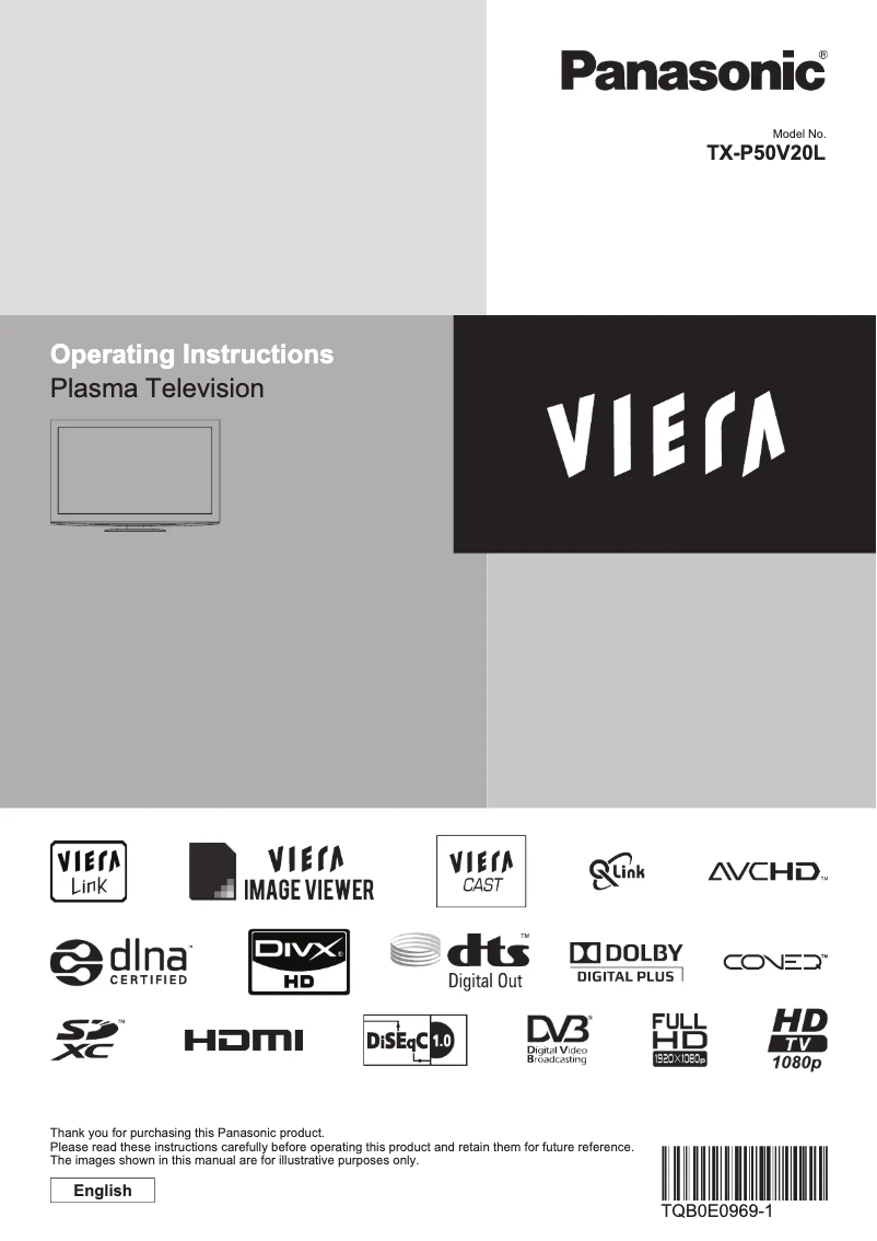 Imagen de la primera página del manual del dispositivo Viera TX-P50V20L