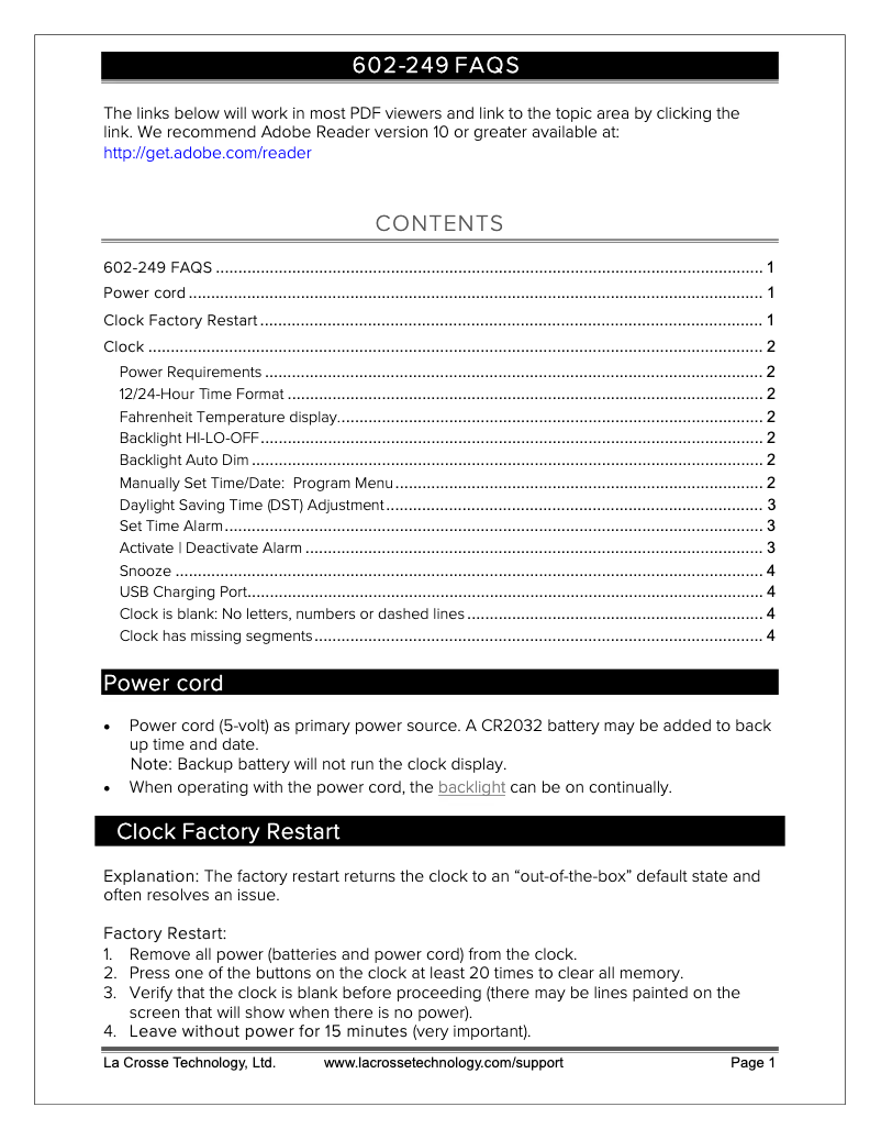 Página nº 1 - Preguntas frecuentes La Crosse Technology 602-249