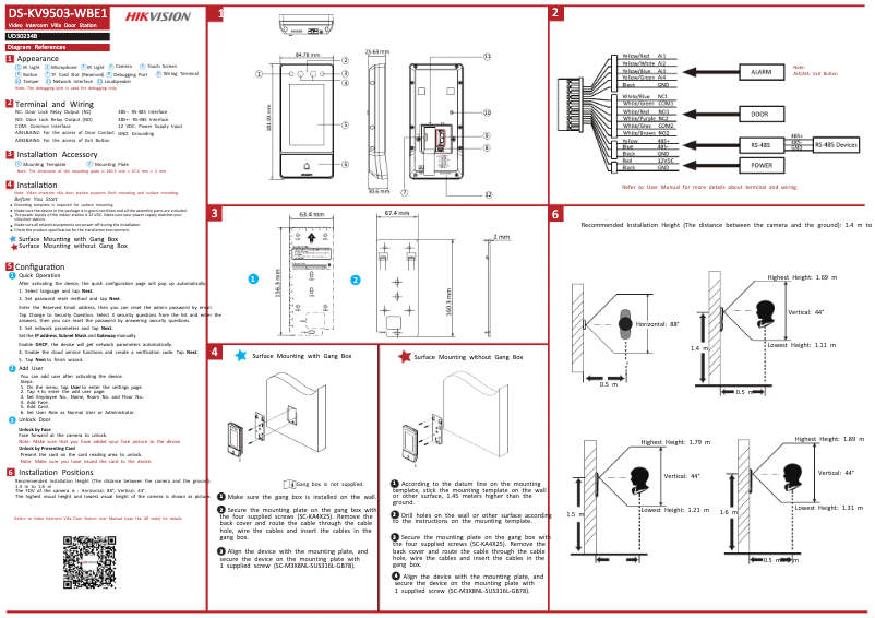 Página nº 1 - Guía de inicio rápido Hikvision DS-KV9503-WBE1