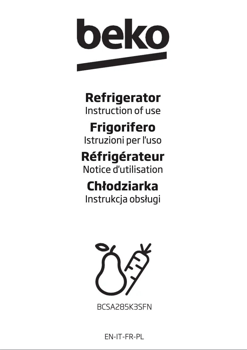 Página 1 del manual Manual de usuario Beko BCSA285K3SFN