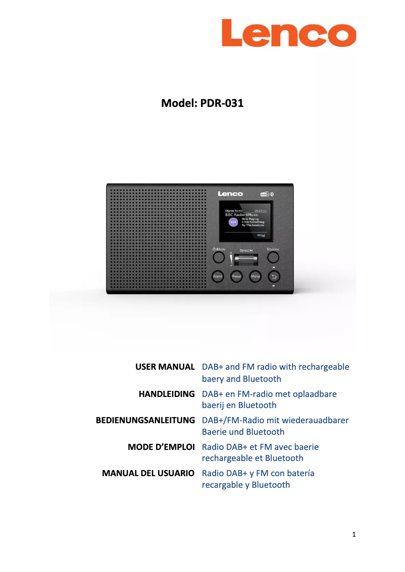 Imagen de la primera página del manual del dispositivo PDR-031