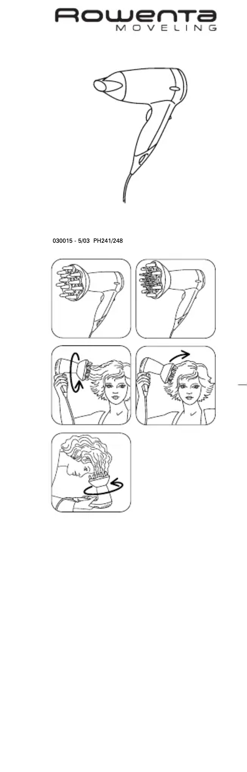 Página 1 del manual Manual de usuario Rowenta PH246 Moveling 1600